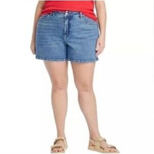 Ava & Viv High Rise Midi Shorts Medium Wash Denim Plus Size 22 Summer Casual Mom